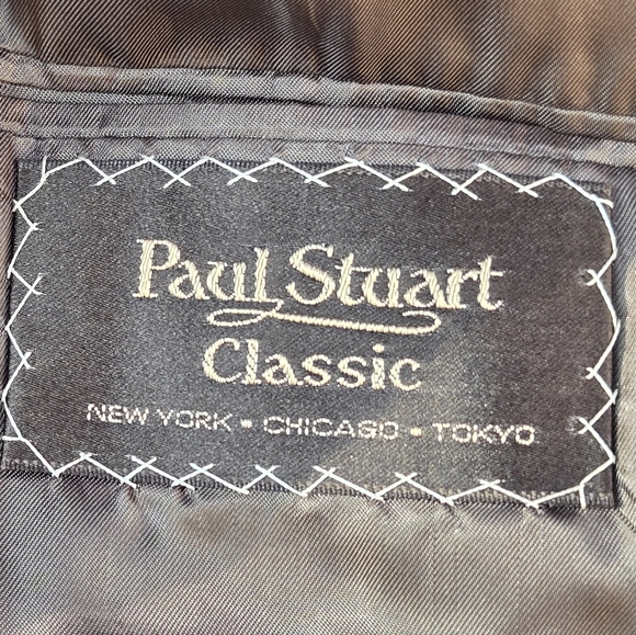 Paul Stuart Beige Wool Plaid 3 Button Jacket Blazer Sport coat Men ● 42 S - Picture 5 of 7